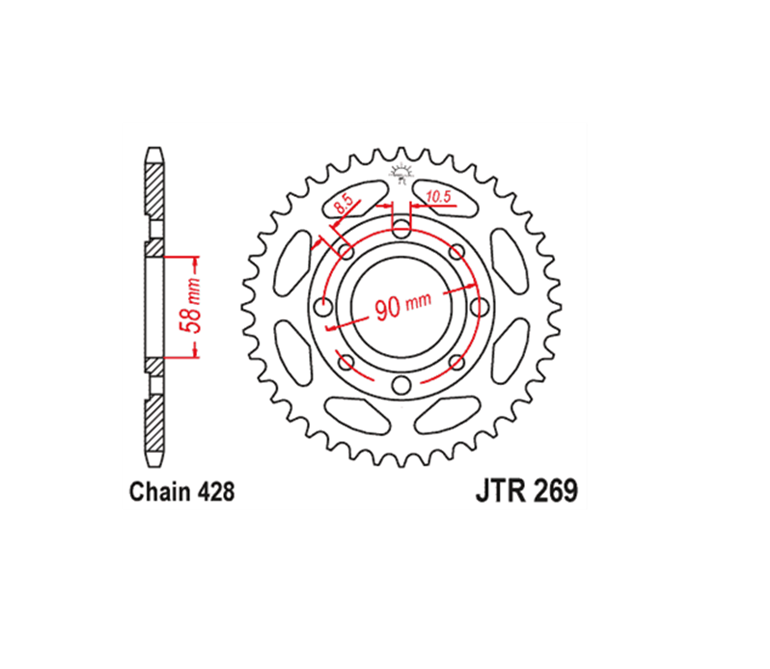 CORONA JT 269 de acero con 45 dientes